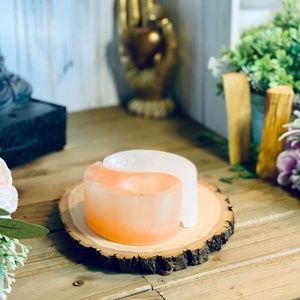 Selenite Ying Yang Candle Holder
